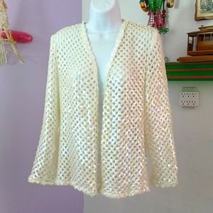 THREE FLAGGS ( VINTAGE ) Sequin White Cardigan or Jaquet